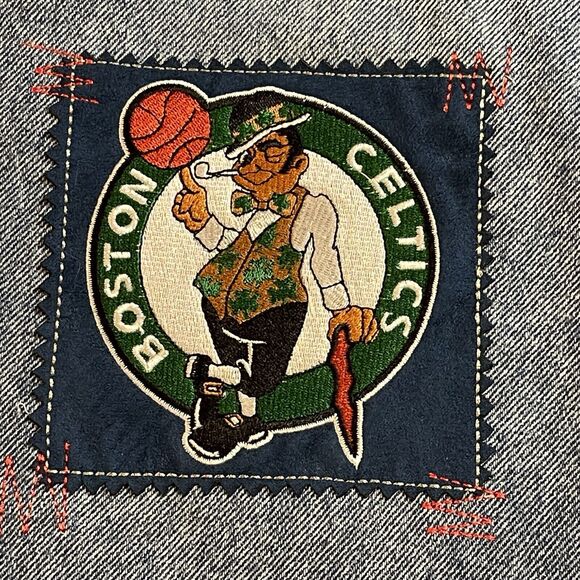 Unk Embroidered Basketball Patch Jeans NBA Team Logos Size 40 x 33 NWT Vtg Y2K - Picture 11 of 16